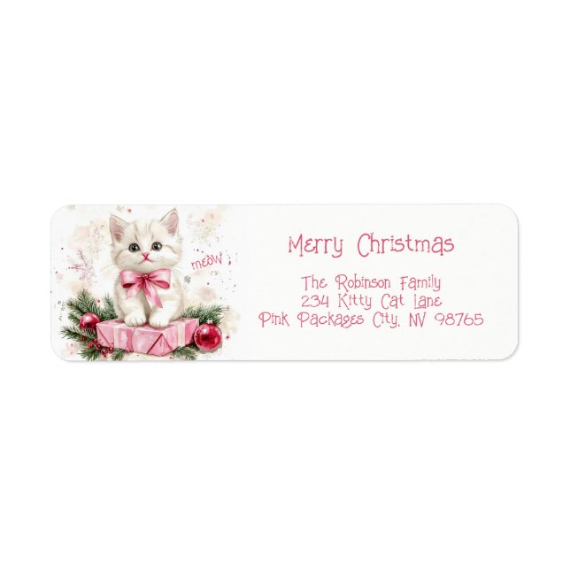 Cute Little Kitten Pink Christmas (Front)