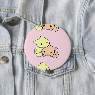 Cute little kitties on pink 4 inch round button