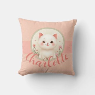 Cute Little Kitty Cat Throw Pillow