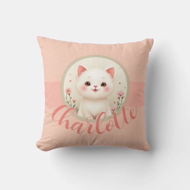 Cute Little Kitty Cat Throw Pillow (Front)