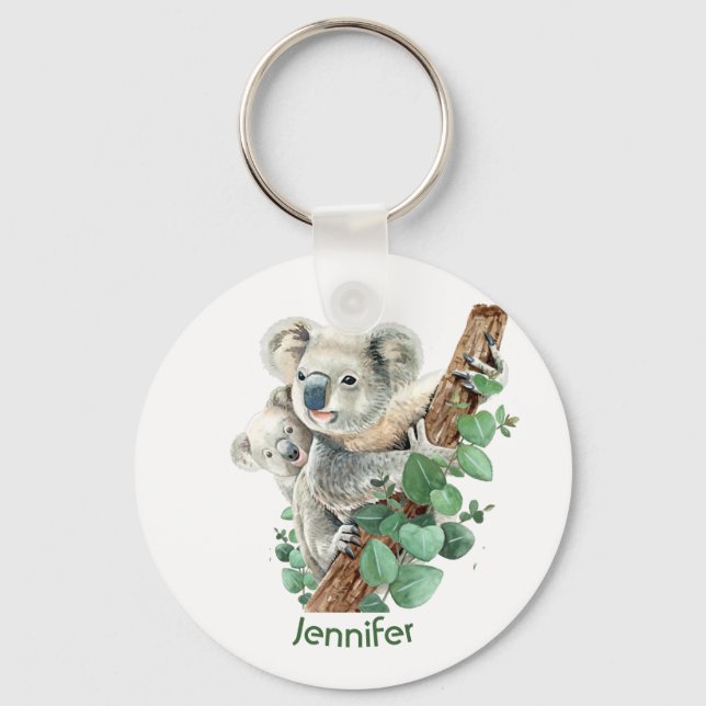 Cute Little Koala Bear Australian Animal Art  Keyc Keychain (Front)
