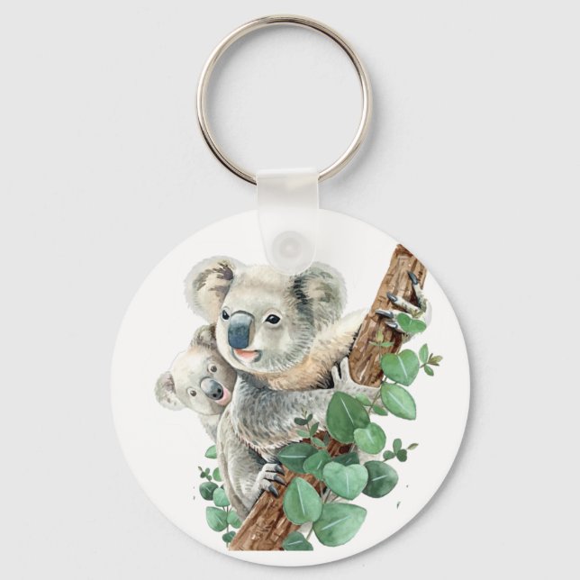 Cute Little Koala Bear Australian Animal Art  Keychain (Front)