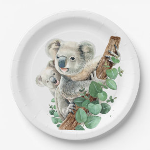 Cute Little Koala Bear Australian Animal Art Paper Plate