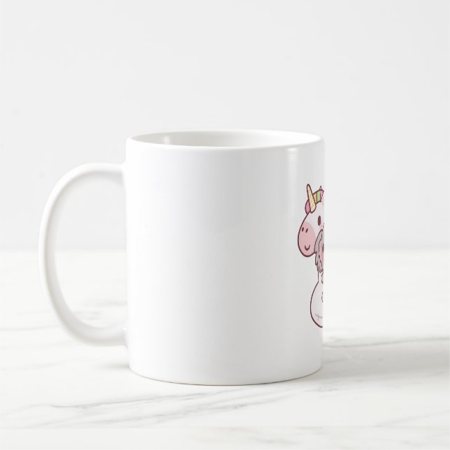 Cute Little Koala Bear Hugging Unicorn Pool Float Coffee Mug (Left)