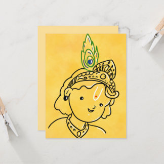 Cute Little Krishna Art Greeting Card