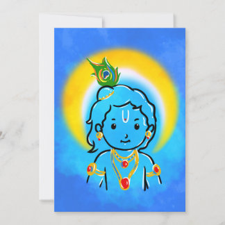 Cute Little Krishna Art Wall Poster Invitation