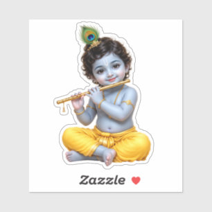 Cute Little Krishna Custom-Cut Vinyl Sticker