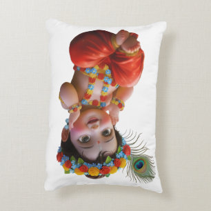 Cute Little Krishna Traditional Indian Art Poster Accent Pillow