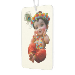 Cute Little Krishna Traditional Indian Art Poster Air Freshener