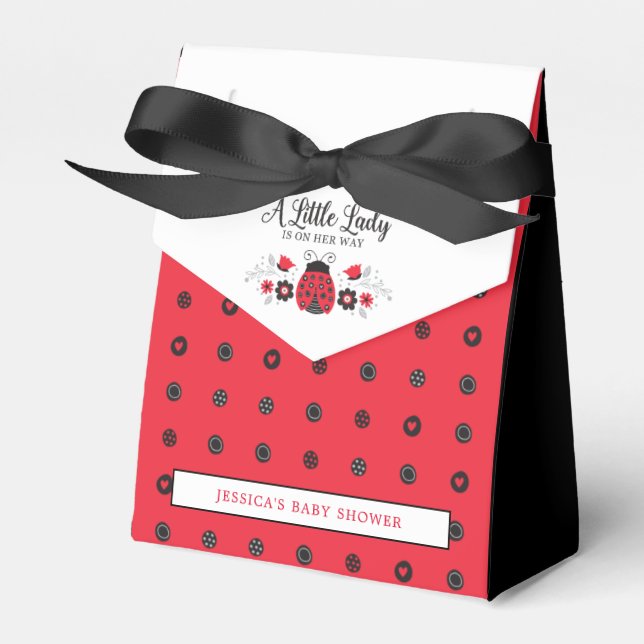 Cute Little Lady Ladybug Baby Shower Favor Box (Front Side)