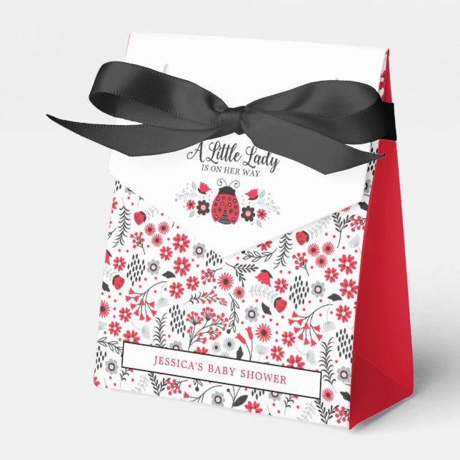 Cute Little Lady Ladybug Baby Shower Favor Box (Front Side)
