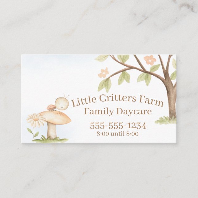 Cute Little Ladybug Childcare Professional Business Card (Front)