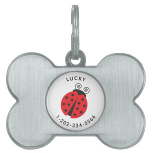 Cute Little Ladybug Dog Tag With Telephone Number