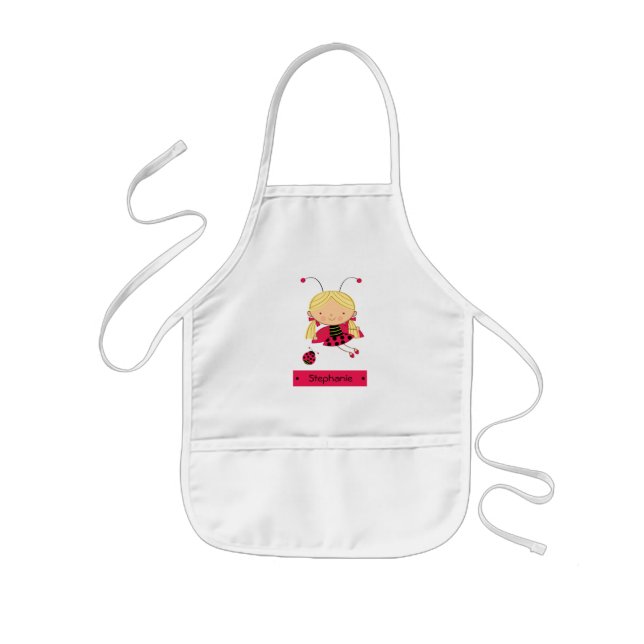 Cute little ladybug girl personalized apron (Front)