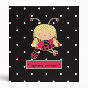 Cute little ladybug girl personalized avery binder