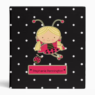 Cute little ladybug girl personalized avery binder