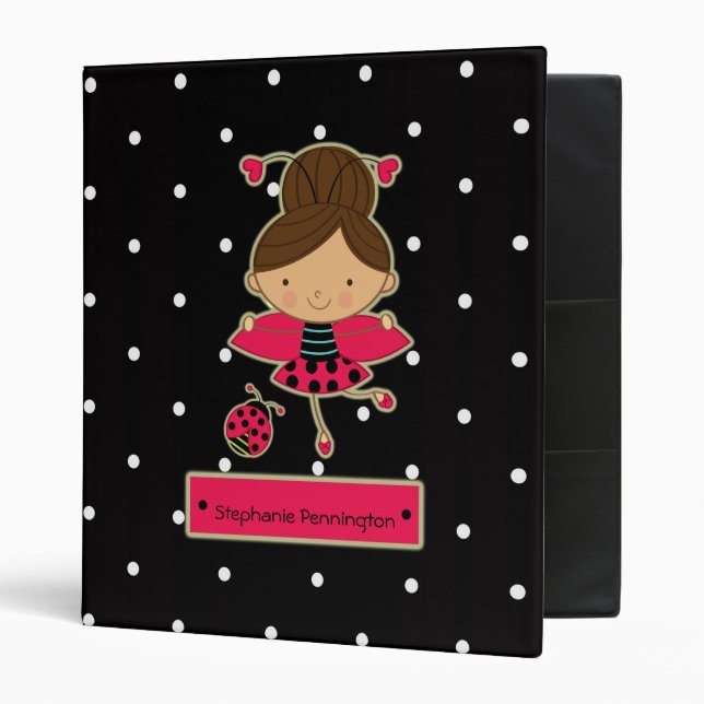 Cute little ladybug girl personalized avery binder (Front/Inside)