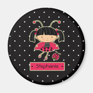 Cute little ladybug girl personalized magnet