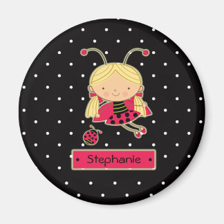 Cute little ladybug girl personalized magnet