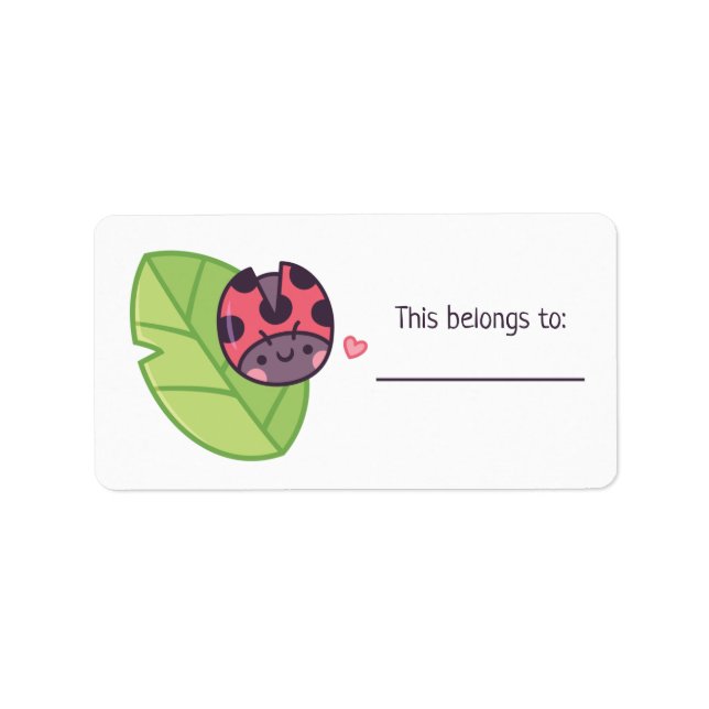 Cute Little Ladybug Kids This Belongs To Label (Front)