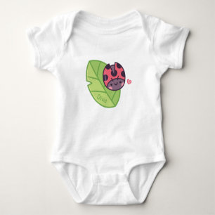 Cute Little Ladybug On Leaf Baby Girl Bodysuit