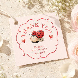 Cute Little Ladybug Thank You Baby Shower Favour Tags