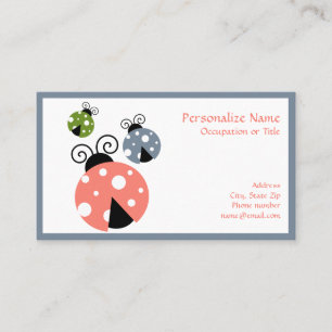 Cute Little Ladybugs Mom Babies Girly Pink Business Card