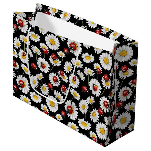 Cute little ladybugs tiled pattern  large gift bag (Front Angled)