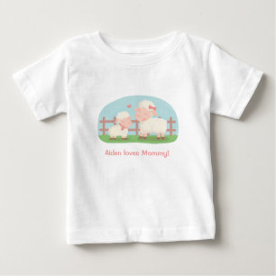 Cute Little Lamb and Mommy Baby T-Shirt