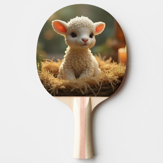 CUTE LITTLE LAMB IN A MANGER PING PONG PADDLE (Front)