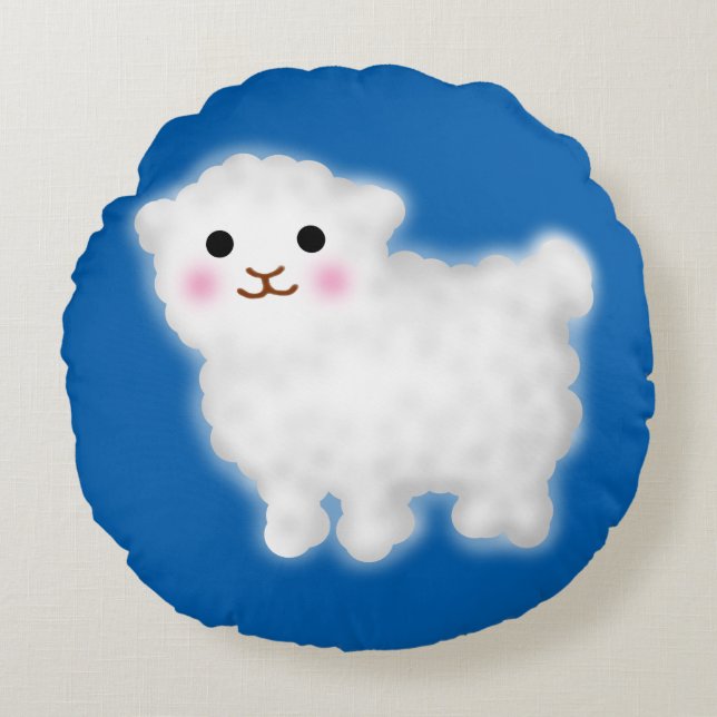 Cute Little Lamb Round Pillow (Front)