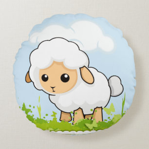 Cute Little Lamb Round Pillow