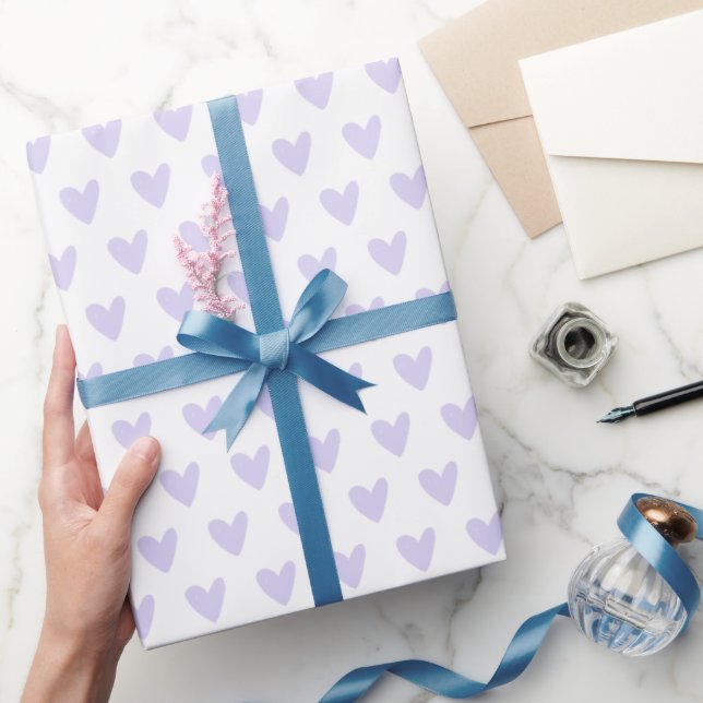 Cute Little Lavender Hearts Pattern Wrapping Paper (Gifting)