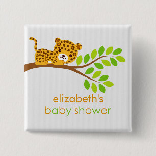Cute Little Leopard Baby Shower Button
