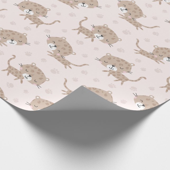 Cute Little Leopards gender neutral sand cream Wrapping Paper (Corner)