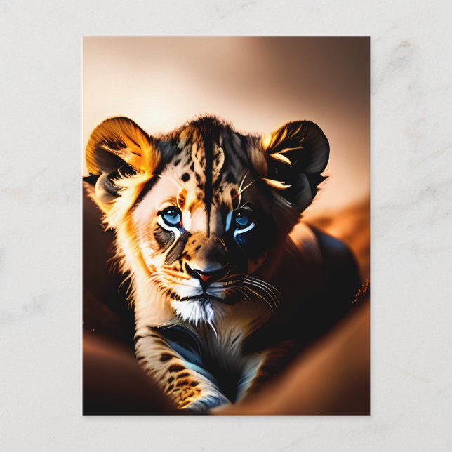 Cute Little Lion Cub with Blue Eyes Postcard (Front)