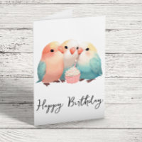 Cute Little Lovebirds Birthday Cupcake