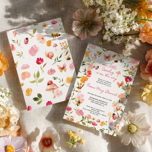 Cute Little Lovebug Spring Garden Baby Shower Invitation (Cute Little Lovebug Spring Garden Baby Shower Invitation)