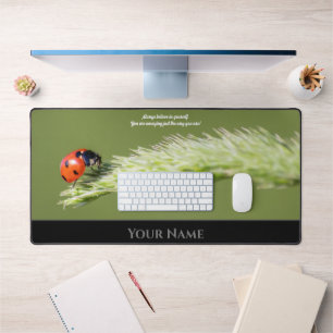 Cute little lucky ladybug for a positive mindset desk mat