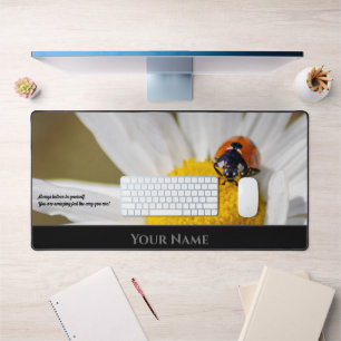 Cute little lucky ladybug for positive mindset desk mat