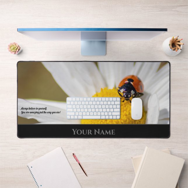 Cute little lucky ladybug for positive mindset desk mat (Office 1)
