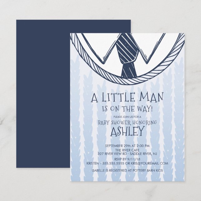 Cute Little Man Baby Shower Invitation (Front/Back)