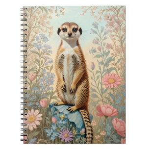 Cute Little Meerkat Pastel Floral Notebook