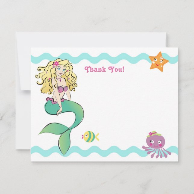 Cute Little Mermaid Note Card (Front)