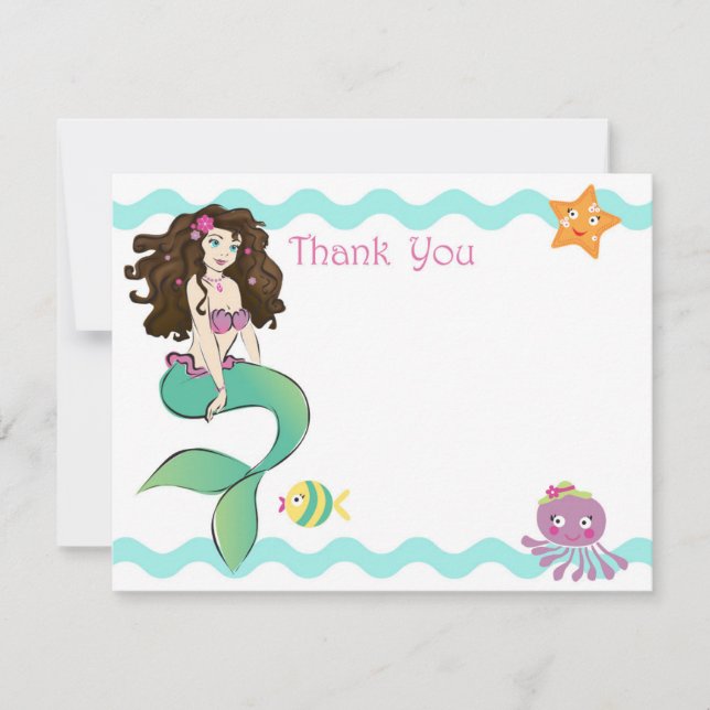 Cute Little Mermaid Note Card 2 (Front)