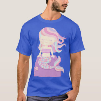 Cute Little Mermaid Seated On Rock T-Shirt