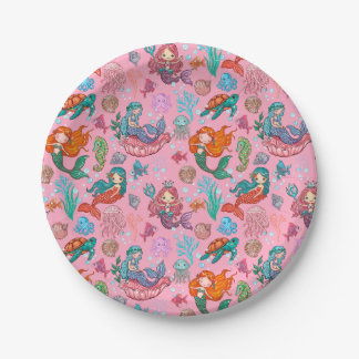 Cute Little Mermaids Paper Plate