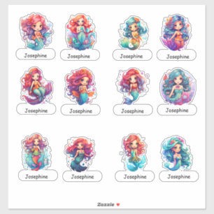 Cute Little Mermaids with Child's Name Below 