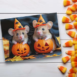 Cute little  Mice Halloween Pumpkins Postcard<br><div class="desc">This design may be personalized by choosing the Edit Design option. You may also transfer onto other items. Contact me at colorflowcreations@gmail.com or use the chat option at the top of the page if you wish to have this design on another product or need assistance with this design. See more...</div>