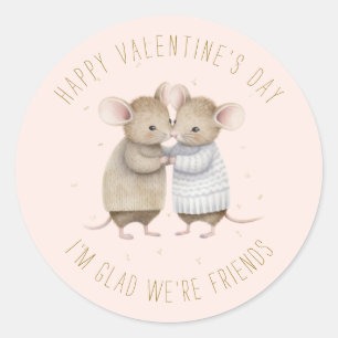 Cute Little Mice Valentine's Day Classic Round Sticker